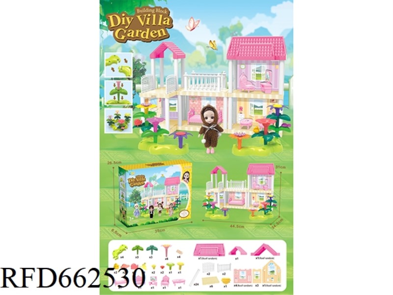 DIY GARDEN FLOWER ARRANGEMENT BUILDING BLOCKS VILLA WITH FURNITURE 6 