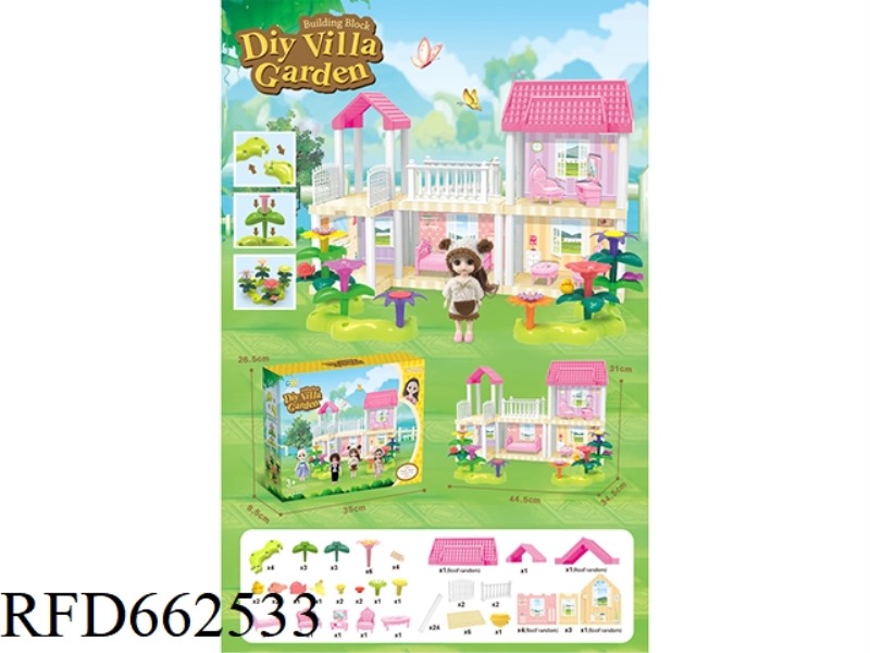 DIY GARDEN FLOWER ARRANGEMENT BUILDING BLOCKS VILLA WITH FURNITURE 6 