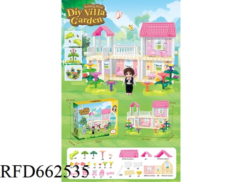 DIY GARDEN FLOWER ARRANGEMENT BUILDING BLOCKS VILLA WITH FURNITURE 6 