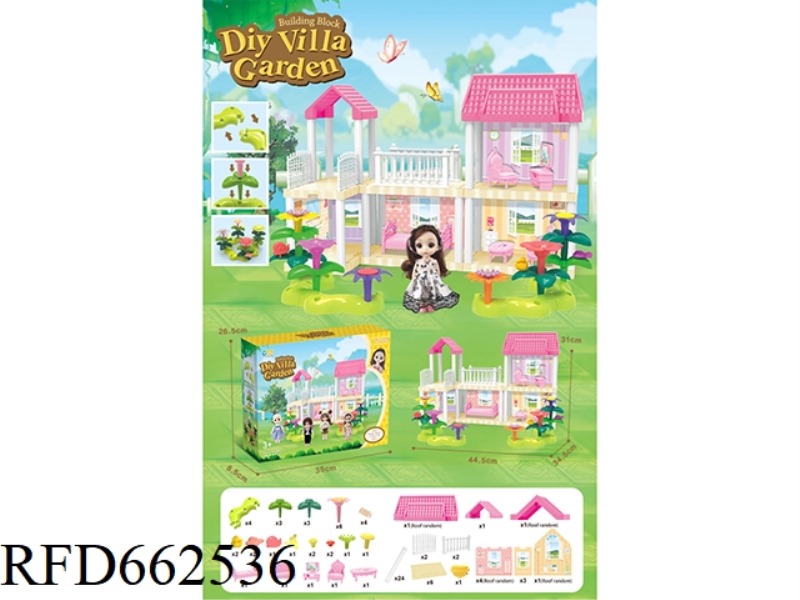 DIY GARDEN FLOWER ARRANGEMENT BUILDING BLOCKS VILLA WITH FURNITURE 6 