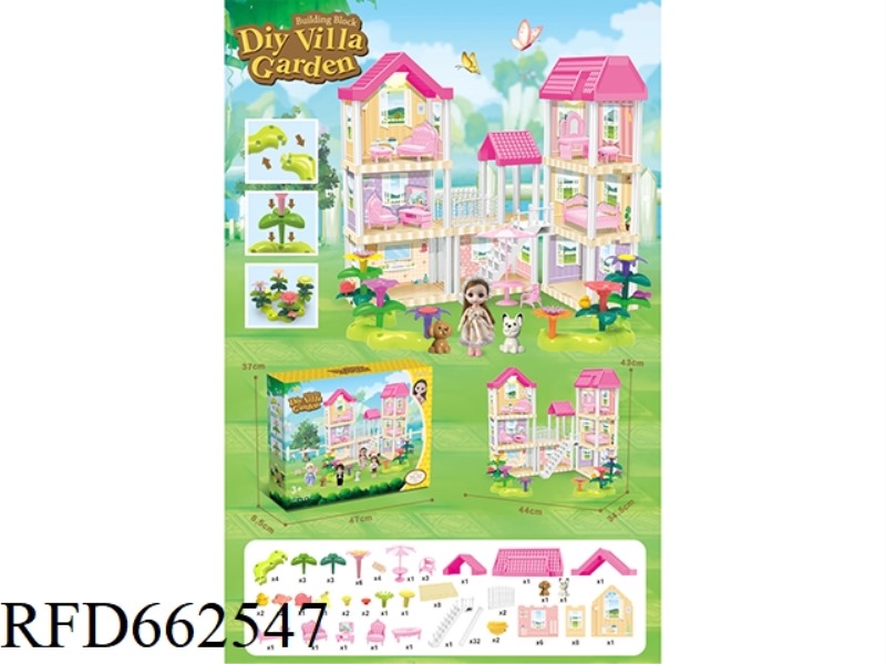 DIY GARDEN FLOWER ARRANGEMENT BUILDING BLOCKS VILLA WITH FURNITURE 6 