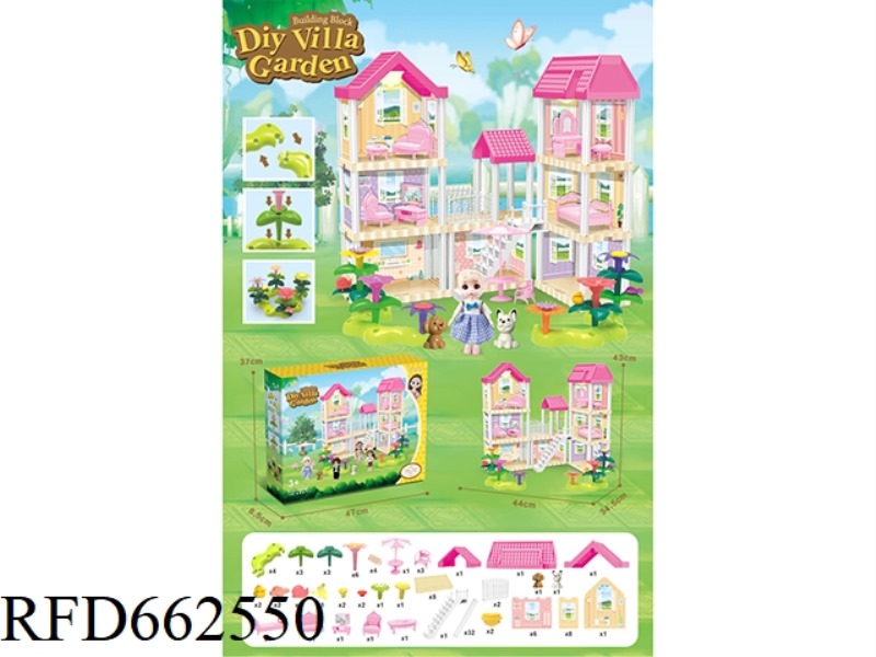 DIY GARDEN FLOWER ARRANGEMENT BUILDING BLOCKS VILLA WITH FURNITURE 6 