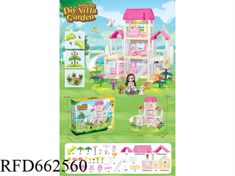DIY GARDEN FLOWER ARRANGEMENT BUILDING BLOCKS VILLA WITH FURNITURE 6 