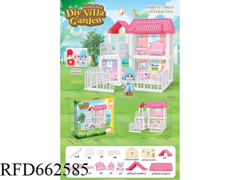 DIY MINI VILLA WITH FURNITURE WITH MINI BARBIE DOLL 45PCS