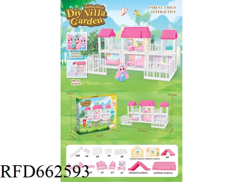 DIY MINI VILLA WITH FURNITURE WITH MINI BARBIE DOLL 66PCS