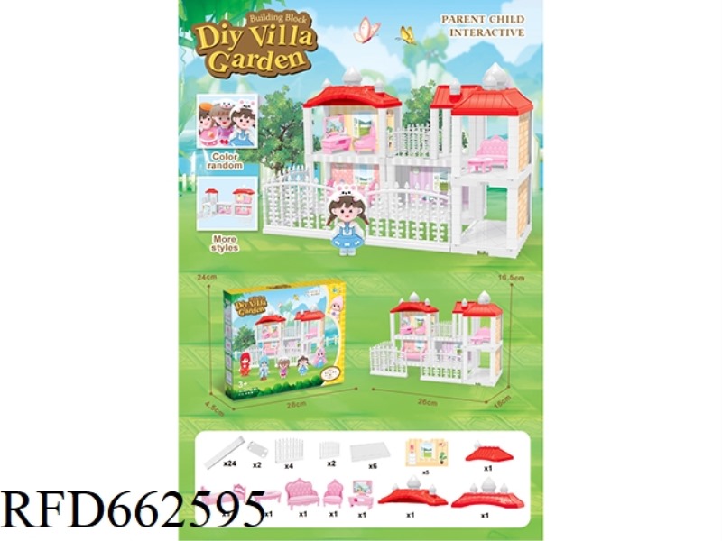 DIY MINI VILLA WITH FURNITURE WITH MINI BARBIE DOLL 67PCS