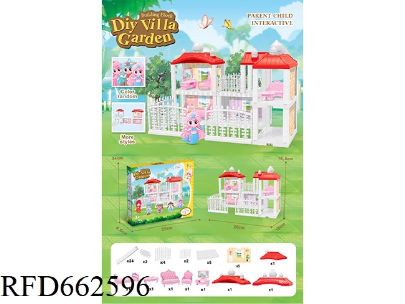 DIY MINI VILLA WITH FURNITURE WITH MINI BARBIE DOLL 67PCS
