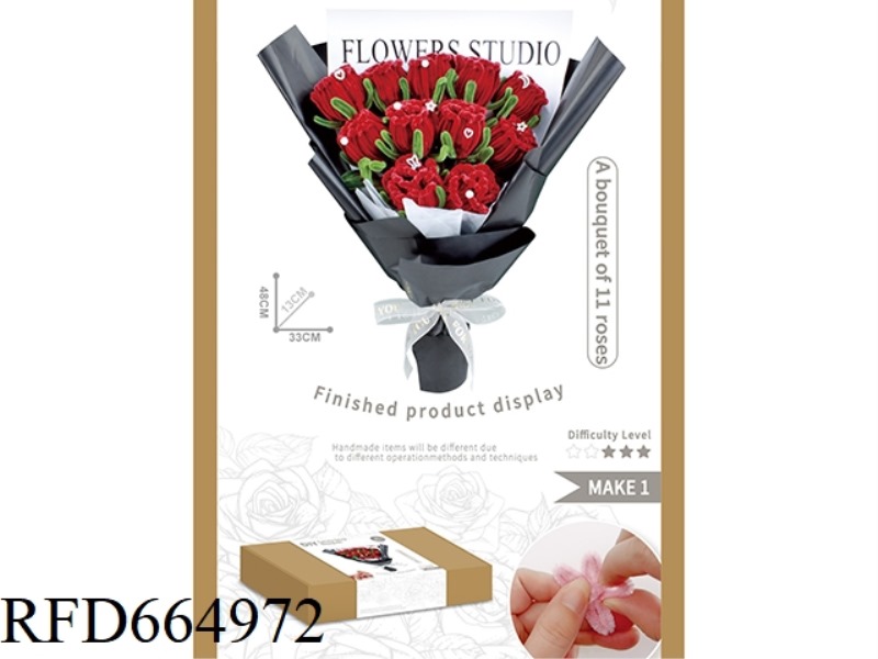 DIY BIG RED ROSE BOUQUET COWHIDE BOX