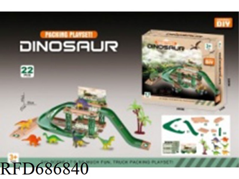 PATCHWORK DI DINOSAUR PARKING LOT 22 PIECES (6 DINOSAURS, 1 TREE)