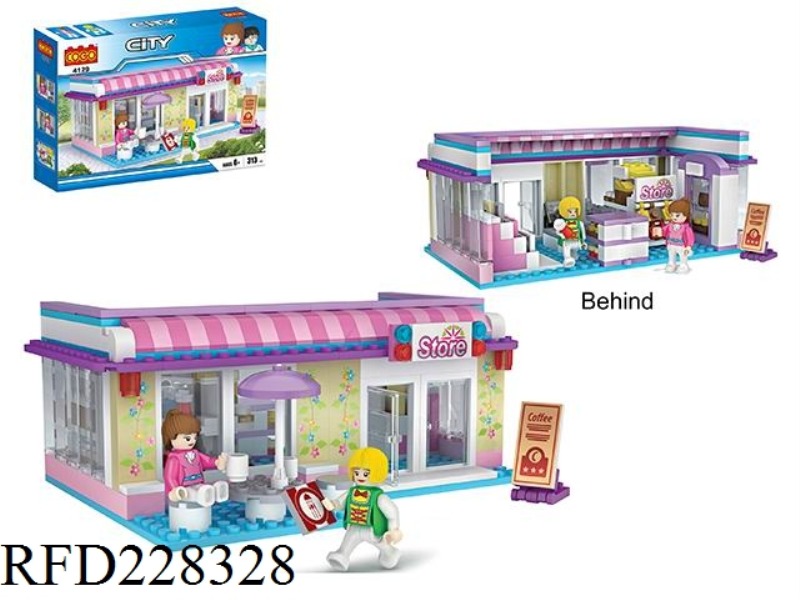 PUZZLE BUILDING BLOCKS/SMALL PARTICLES/NEW CITY SERIES-SMALL SUPERMARKET 313PCS