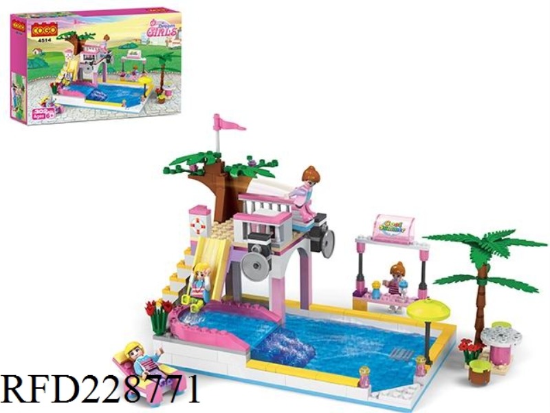 PUZZLE BLOCKS/SMALL PARTICLES/FASHION GIRL/302PCS SWIMMING POOL