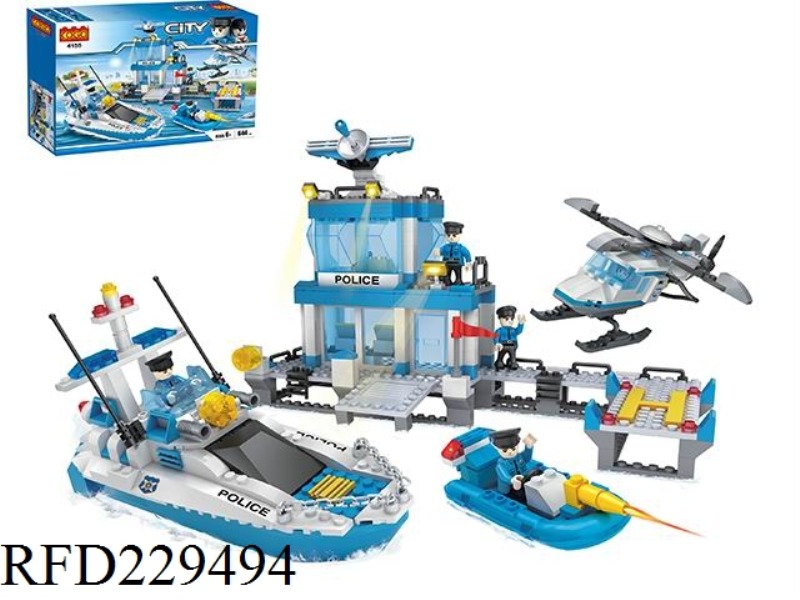 PUZZLE BLOCKS/SMALL PARTICLES/NEW CITY SERIES-MARINE POLICE TERMINAL SET/644PCS