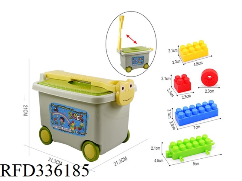 TROLLEY GREEN STORAGE BOX BUILDING BLOCKS 450G (180PCS+)