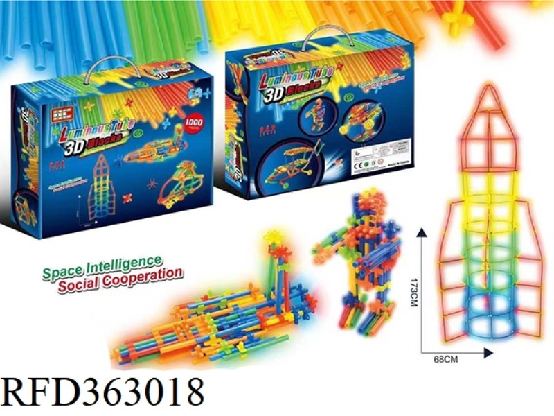 LUMINOUS STRAW BUILDING BLOCKS 1000PCS