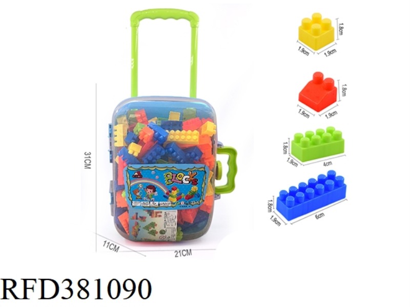 BLUE AND GREEN TROLLEY BOX B BUILDING BLOCKS 300G (190PCS+)