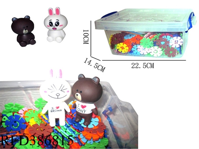 3CM ROUND SNOWFLAKES ABOUT 312 PIECES WITH 2 BROWN BEAR CORNY RABBITS