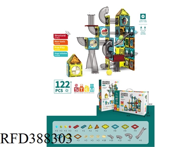 COLOR WINDOW TRACK MAGNETIC SHEET BUILDING BLOCK LARGE 122PCS