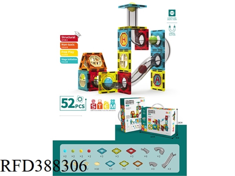 COLOR WINDOW TRACK MAGNETIC SHEET BUILDING BLOCK LARGE 52PCS