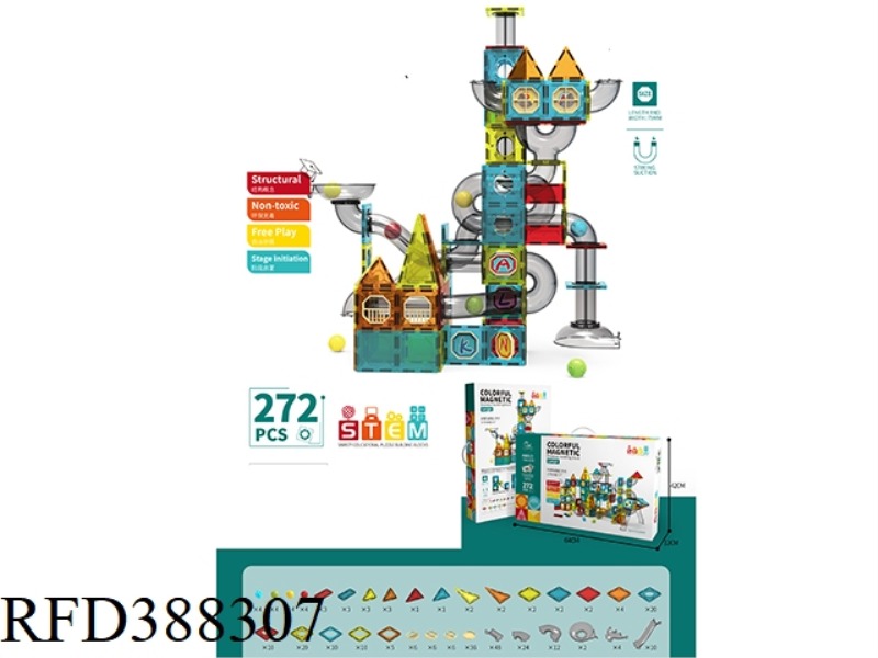 COLOR WINDOW TRACK MAGNETIC SHEET BUILDING BLOCK LARGE 272PCS