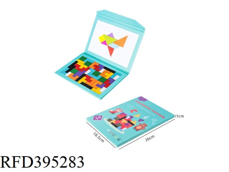 WOODEN TETRIS MAGNETIC TANGRAM BUILDING BLOCKS