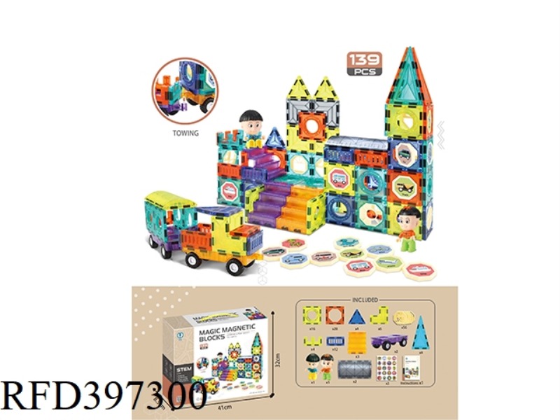 MAGNETO PARADISE (COLOR WINDOW MAGNETIC SHEET BUILDING BLOCKS) 139PCS