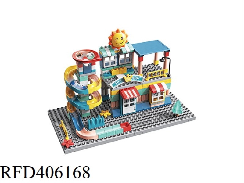 3-IN 1-209 LARGE PARTICLES DIY VARIETY SELF-ASSEMBLED BALL SLIDE TRACK SUN PEOPLE MULTI-STORE BUILDI