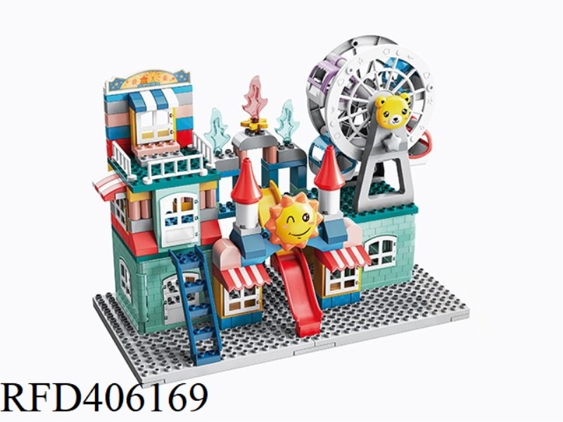 3 IN 1-177 LARGE PARTICLES DIY VARIETY ASSEMBLING MECHANICAL WINDING FERRIS WHEEL AMUSEMENT PARK BUI