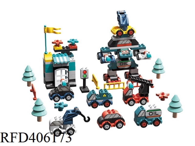 6 IN 1-140 LARGE PARTICLE DIY ROBOT VARIETY ASSEMBLED ENGINEERING VEHICLE BUILDING BLOCK SET