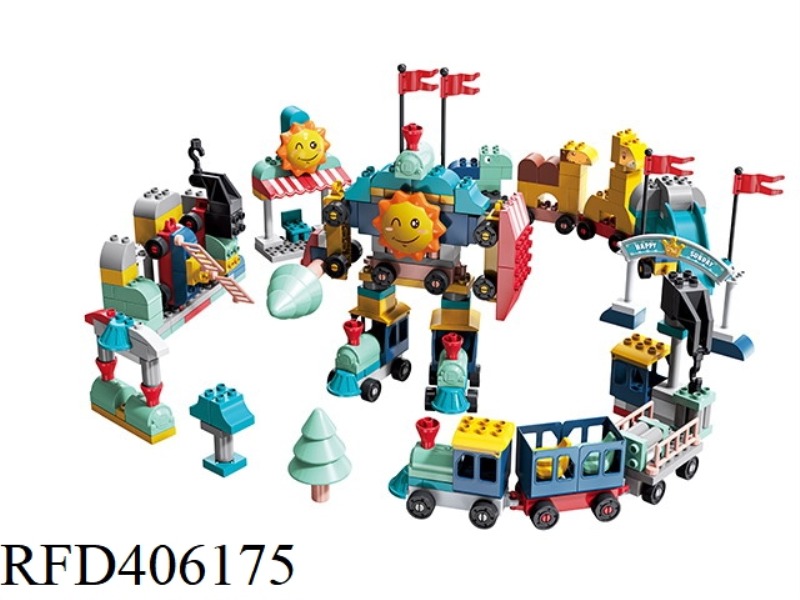 2-IN-1 173 LARGE-PARTICLE DIY VERSATILE ASSEMBLING RAILWAY STATION SPACE ROBOT ZHUANLE BUILDING BLOC