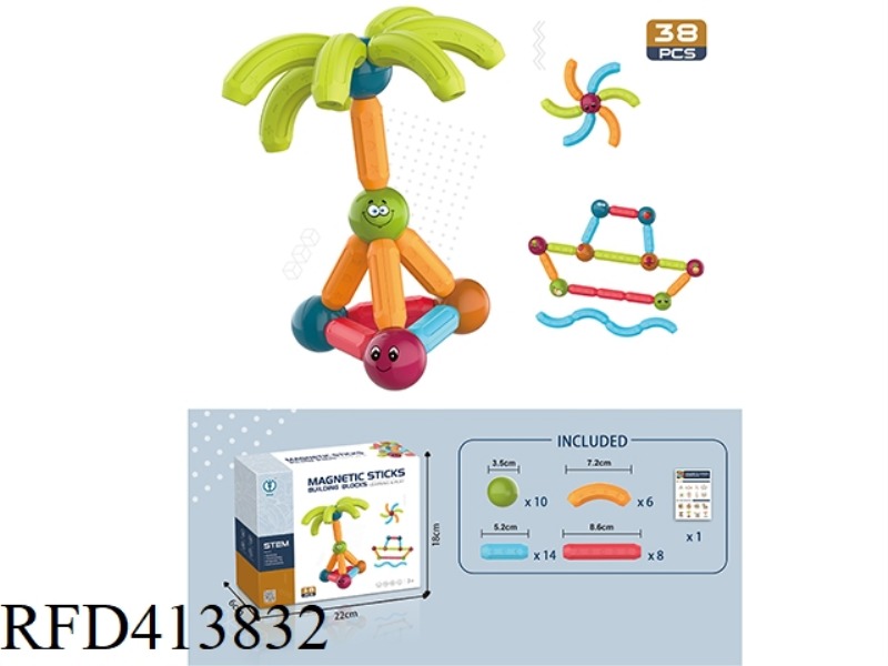 MAGIC MAGNETIC PARADISE (INTELLIGENT MAGNETIC STICK BUILDING BLOCKS) 38PCS