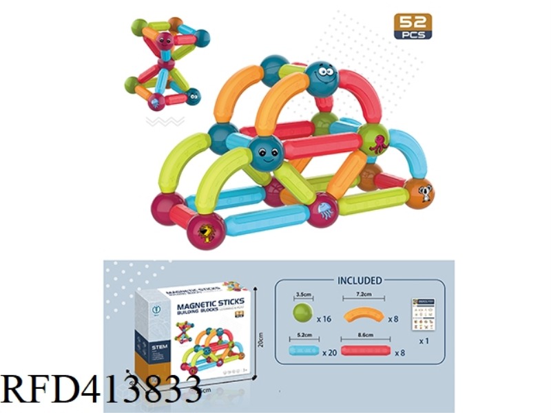 MAGIC MAGNETIC PARADISE (INTELLIGENT MAGNETIC STICK BUILDING BLOCKS) 52PCS