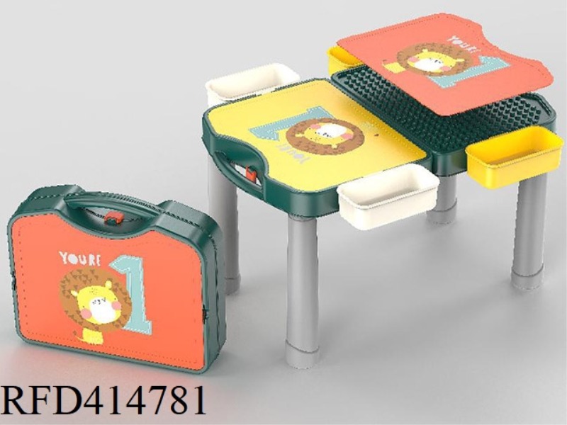 SUITCASE BUILDING TABLE (4 STORAGE BOXES + 83 LARGE PARTICLES BUILDING BLOCK BAG)