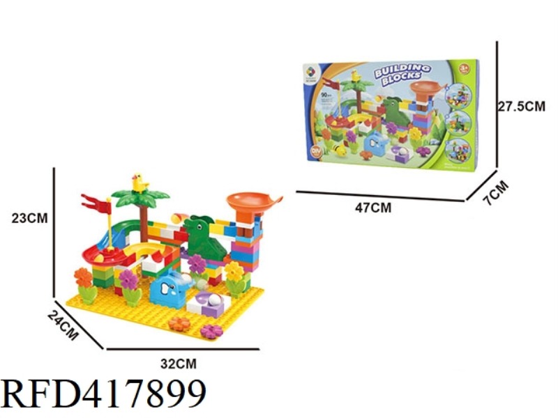 DIY BUILDING BLOCKS DINOSAUR + ELEPHANT ANIMAL SLIDE 90PCS (INCLUDING BOTTOM PLATE)