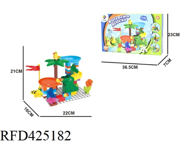 DIY BUILDING BLOCKS DINOSAUR VARIETY SLIDE 59PCS (INCLUDING BOTTOM PLATE)