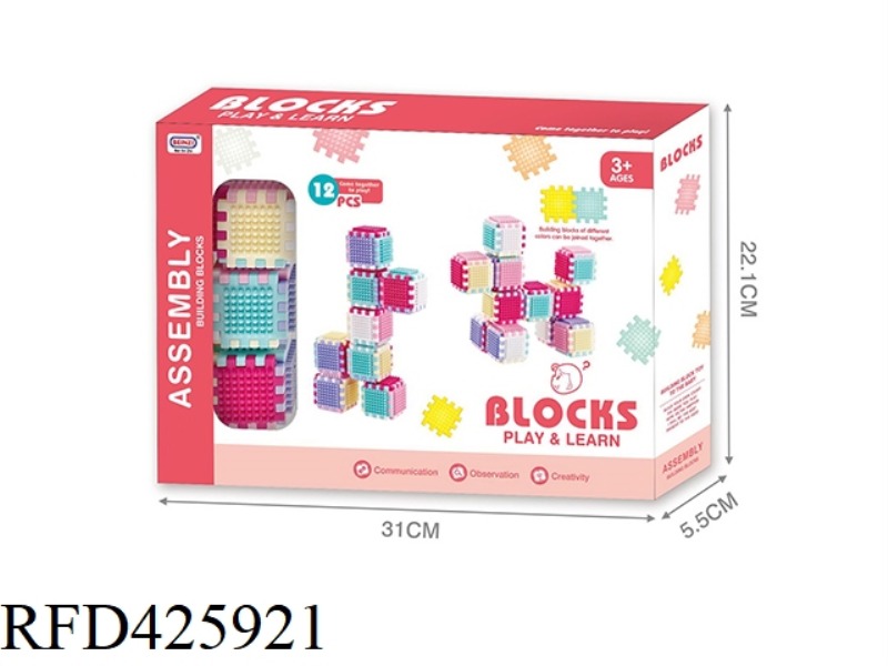 PUZZLE BURR BUILDING BLOCKS 12 PCS