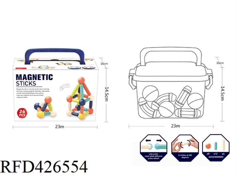 PUZZLE ASSEMBLY MAGNETIC ROD (26PCS)