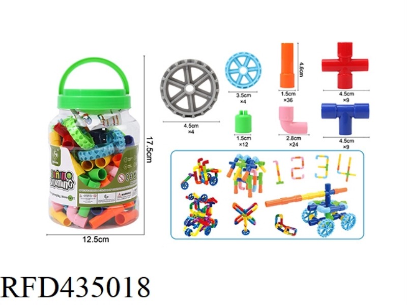 ABOUT 98 WATER PIPE ASSEMBLY BLOCKS WITH WHEELS