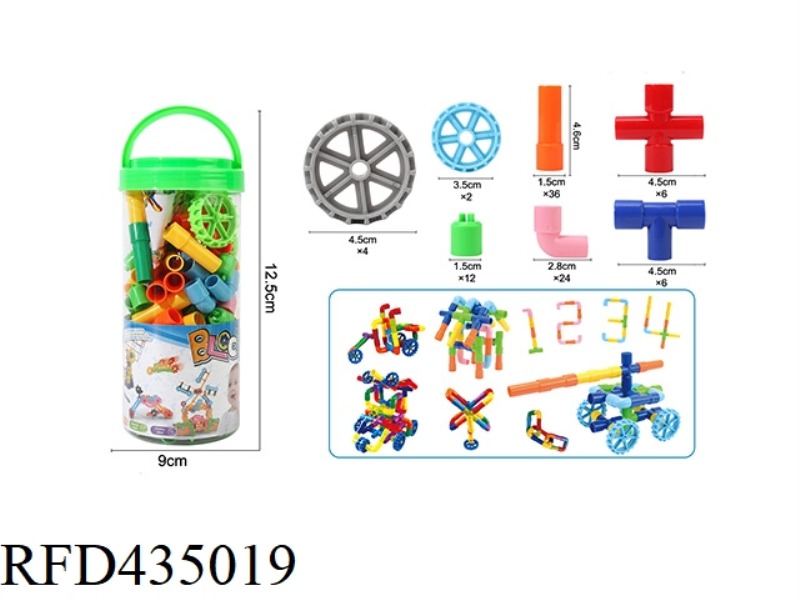 ABOUT 88 WATER PIPE ASSEMBLY BLOCKS WITH WHEELS