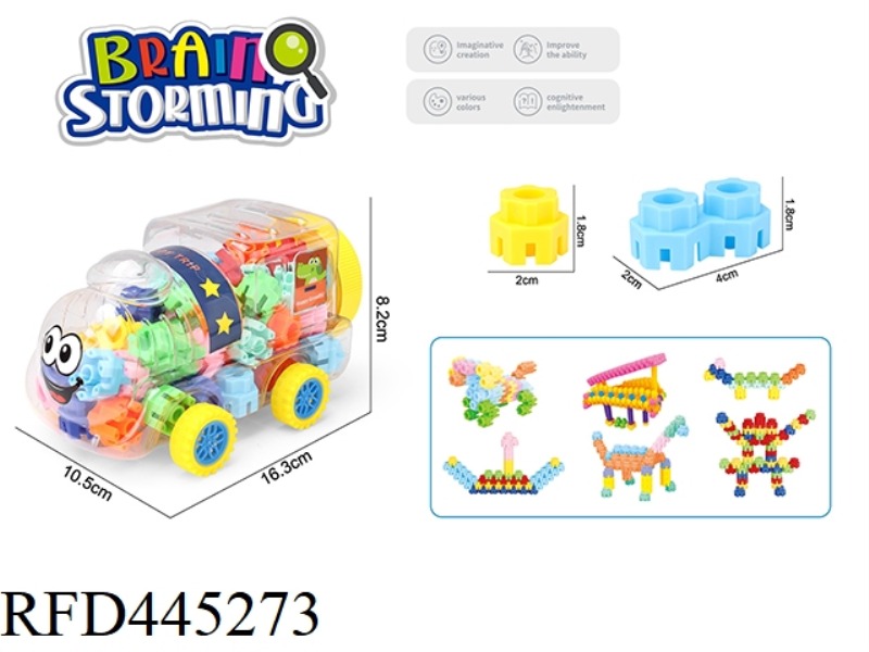 ABOUT 55 HEXAGONAL BUILDING BLOCKS