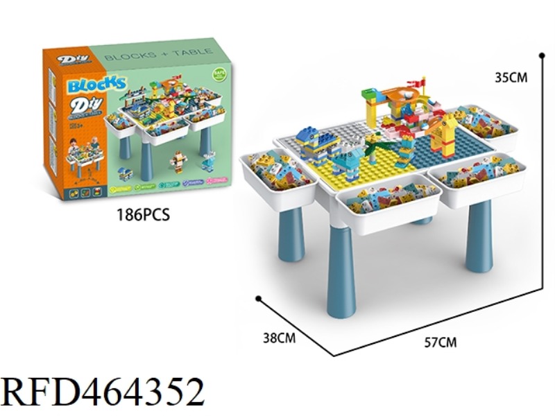 BUILDING BLOCK TABLE 186PCS+4 STORAGE BOXES