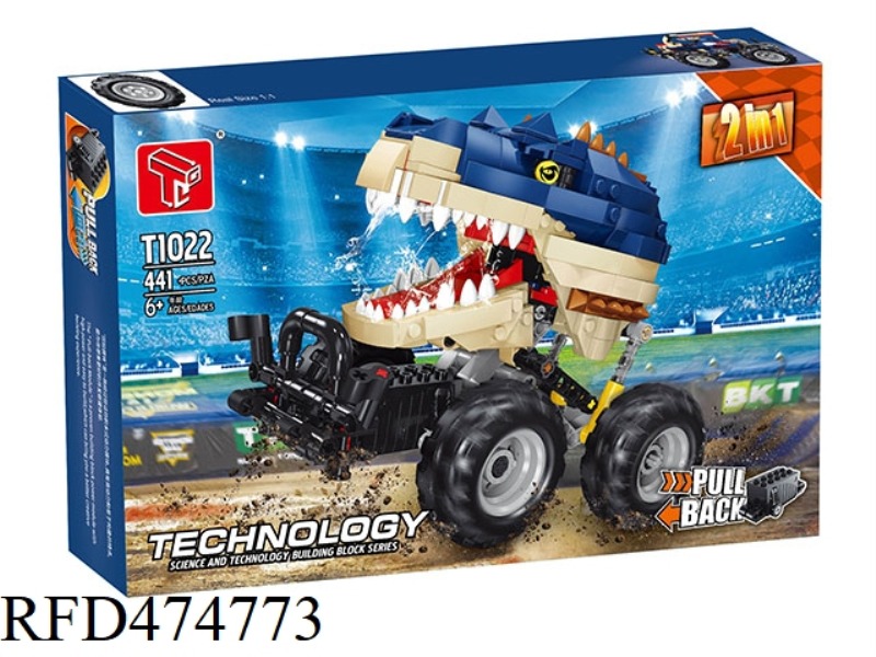 TYRANNOSAURUS REX PULLING CAR (441+PCS)