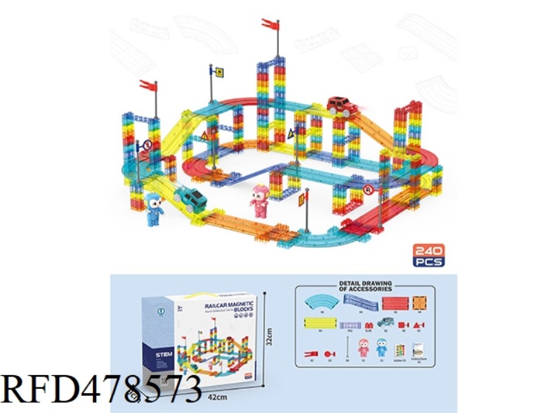 RAILCAR MAGNETIC BUILDING BLOCKS 240PCS