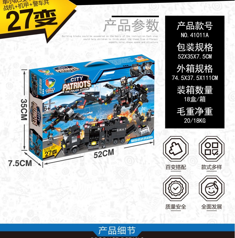 THE NEW IRON POLICE COMMAND CAR 27 CHANGES 470PCS