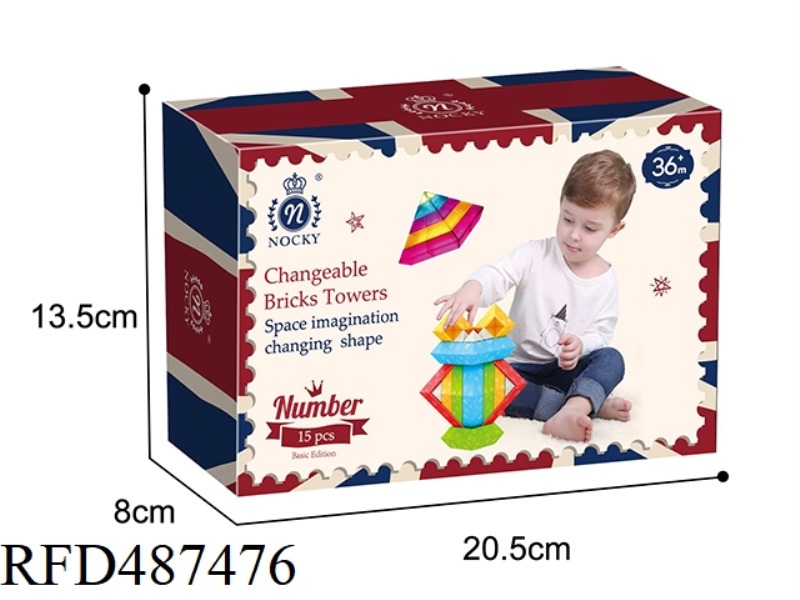 CRYSTAL BUILDING BLOCK TOWER 15PCS