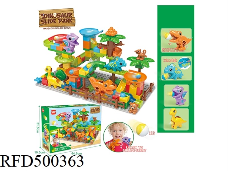 PUZZLE ASSEMBLING 4 DINOSAUR SLIDE BLOCKS WITH LARGE-PARTICLE BLOCKS (135PCS)