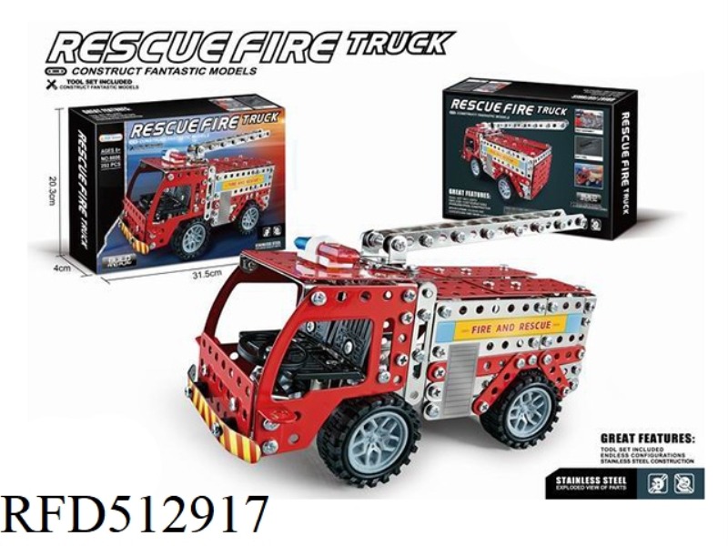 FIRE TRUCK WITH METAL BUILDING BLOCKS 292PCS