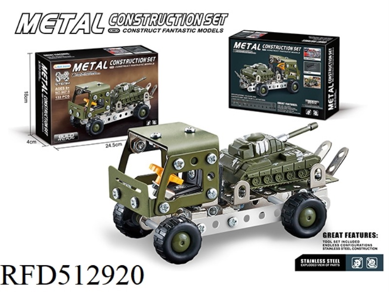 MILITARY TRANSPORT VEHICLES WERE ASSEMBLED WITH METAL BLOCKS