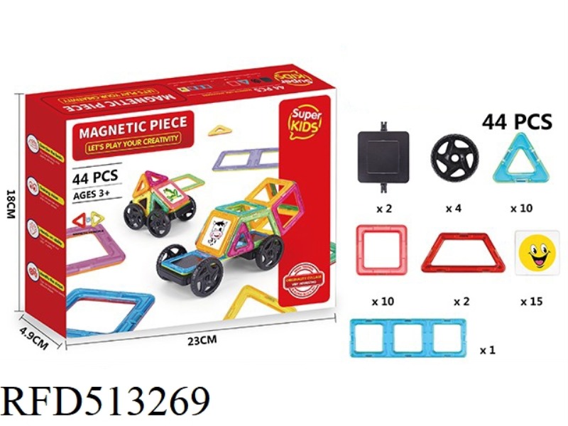 TRANSPARENT MAGNETIC SHEET BUILDING BLOCK SET 44PCS