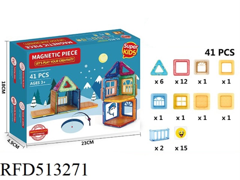 TRANSPARENT MAGNETIC SHEET BUILDING BLOCK SET 41PCS