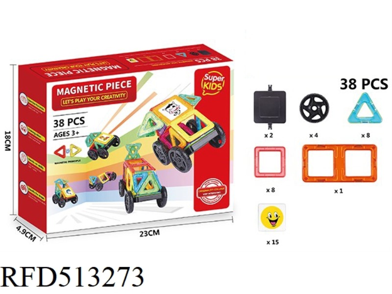 TRANSPARENT MAGNETIC SHEET BUILDING BLOCK SET 38PCS